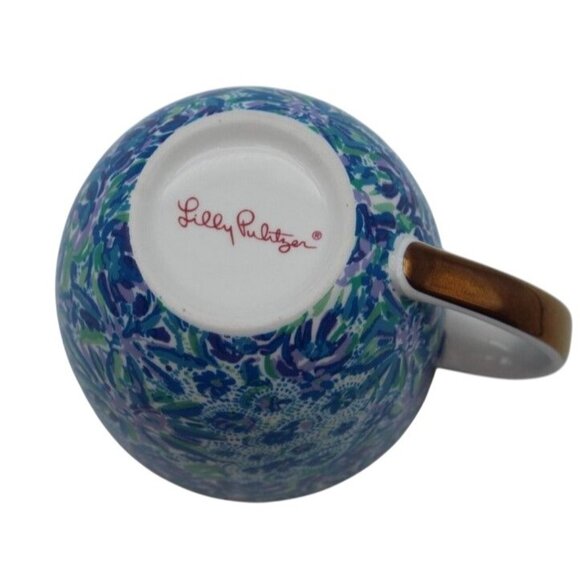 Lilly Pulitzer Mugs Ceramic 12oz  Blue Floral Set of 2 Coffee Tea Cocoa - Picture 3 of 3